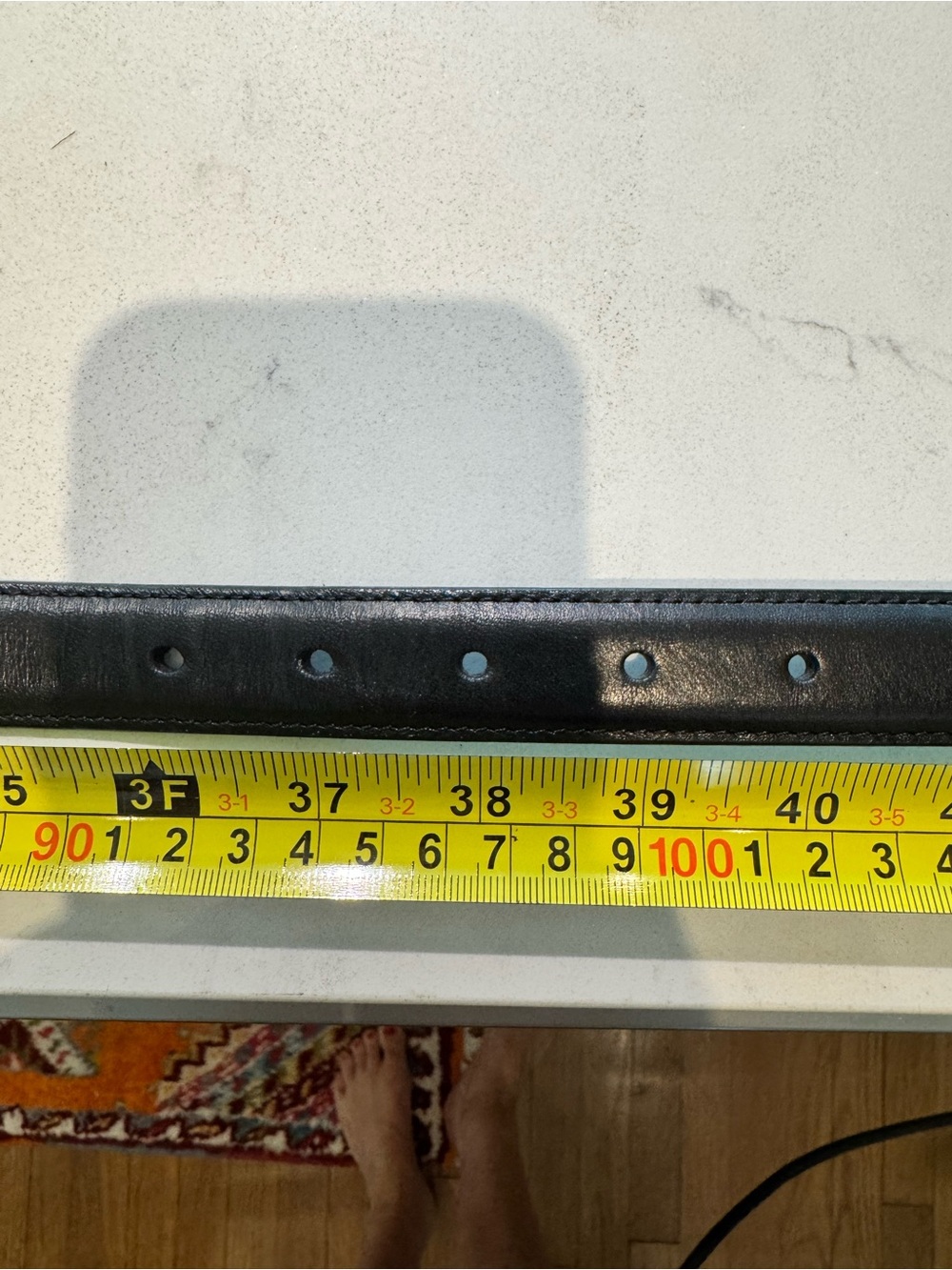 Aritzia Legendary Solid Black Leather Belt with Brass Buckle - Picture 6 of 6
